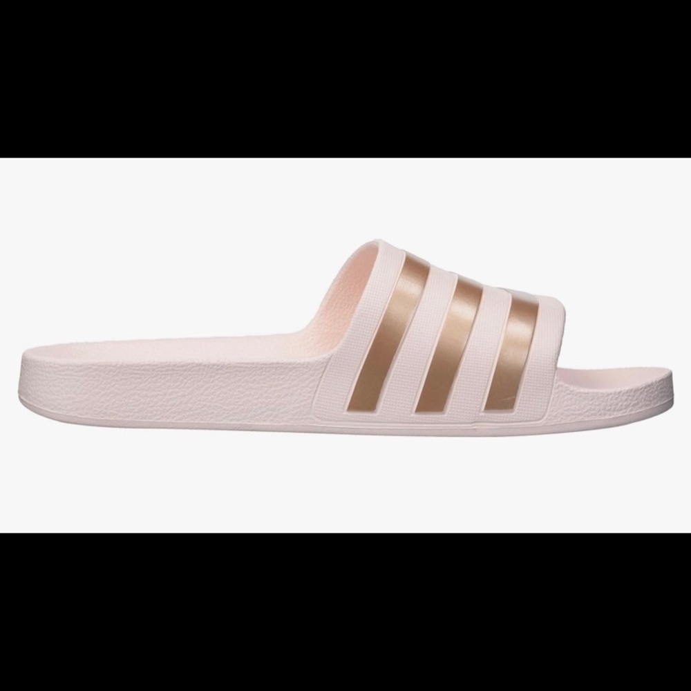 Adidas adilette size 10 slides pink rose gold rare